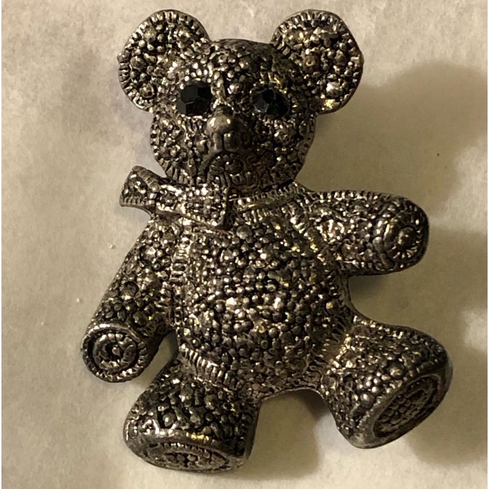 Vintage Textured Tone Teddy Bear Brooch